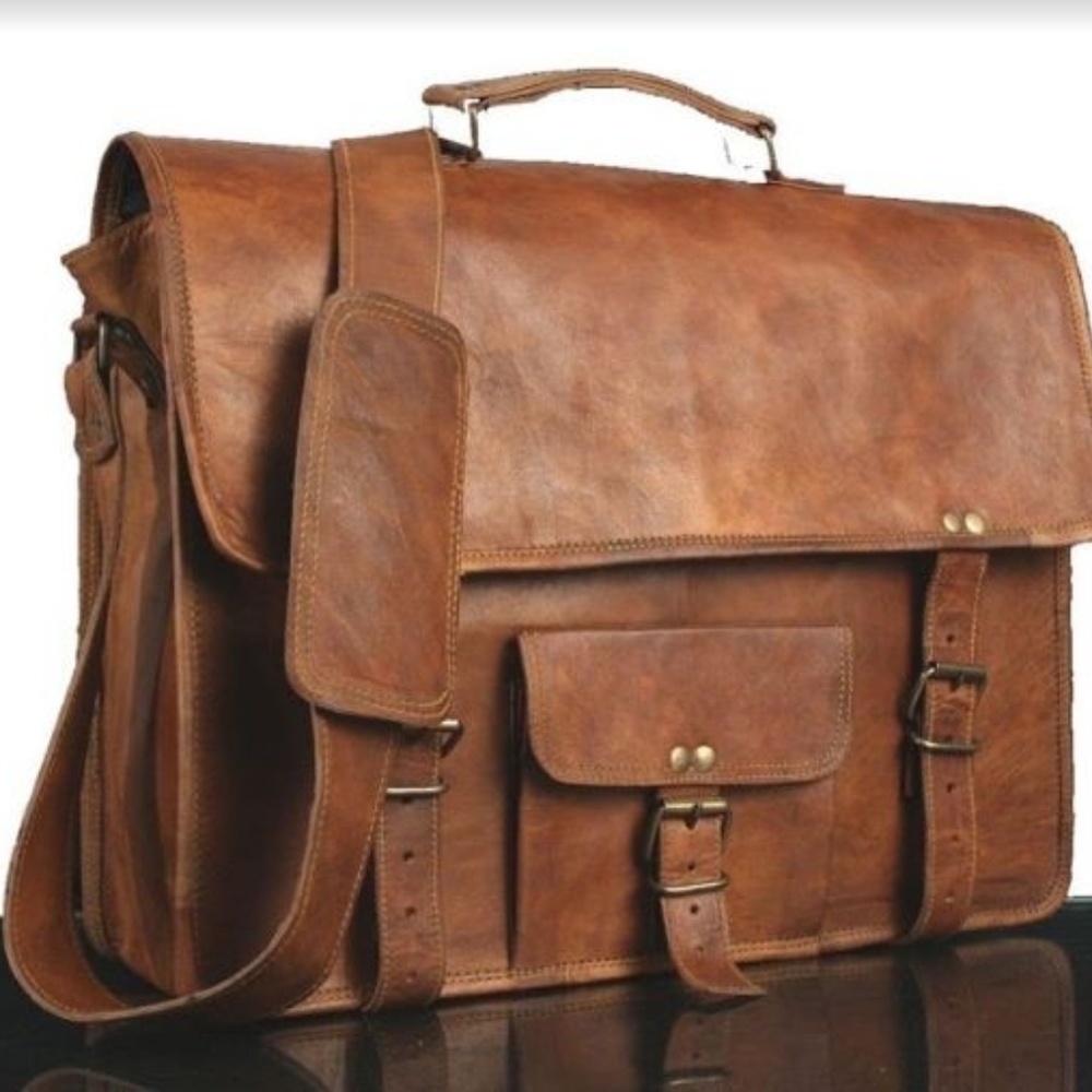 GRUNTLUXURY Handmade Leather Briefcase